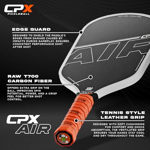 CPX Pro Carbon Fiber Pickleball Paddle Black Air - Edgeless, Honeycomb Core, Tennis Grip