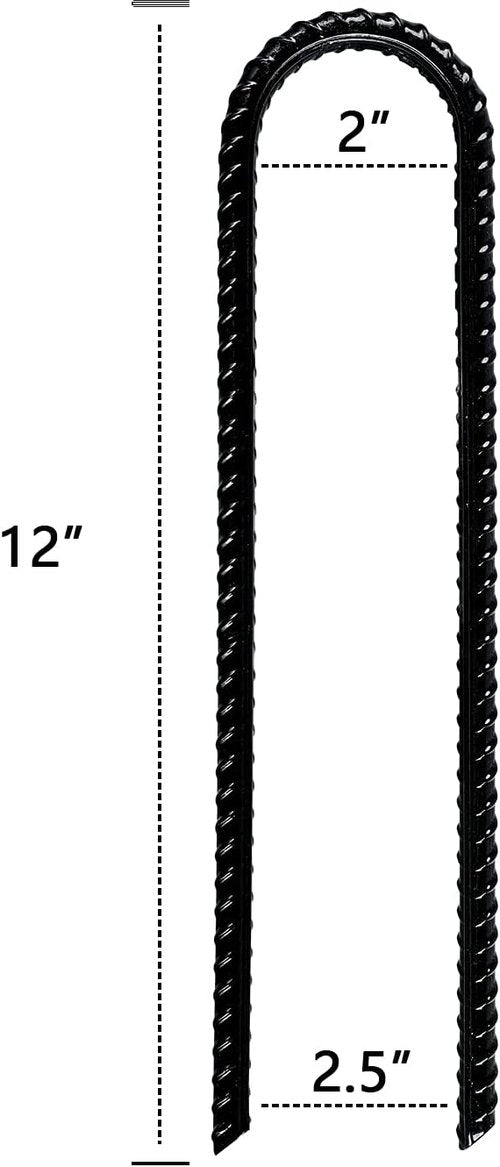 Gtongoko Heavy-Duty Rebar Stakes - U Hook Ground Anchors for Camping Tents | 12-Inch Curved Steel Garden Support (8-Pack)