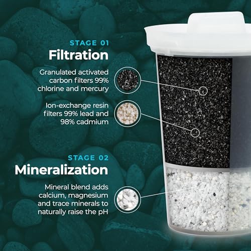 Santevia MINA Alkaline Water Filter 3-Pack for Pitcher | Removes Lead & Chlorine