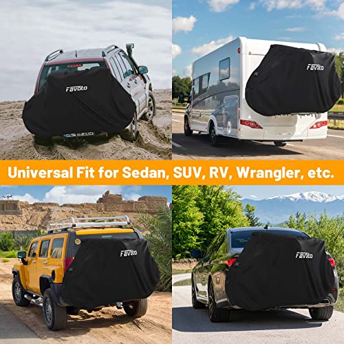 Favoto Heavy Duty Bike Cover for 1-2 Bikes on Rack - Waterproof 600D Oxford, Black