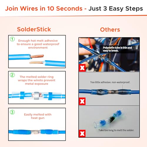 Solderstick Waterproof Heat Shrink Wire Connectors Kit 250 Pieces, 4 Sizes