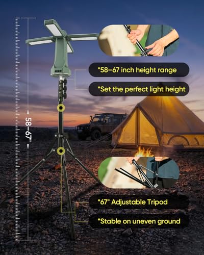 SakerNeo 20000mAh Rechargeable Camping Light with Stand - Green