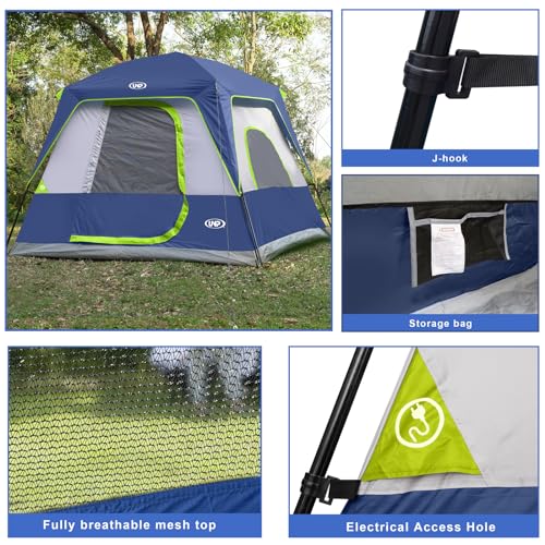 UNP Dark Blue 4-Person Camping Tent - Portable Waterproof Cabin with Easy Setup