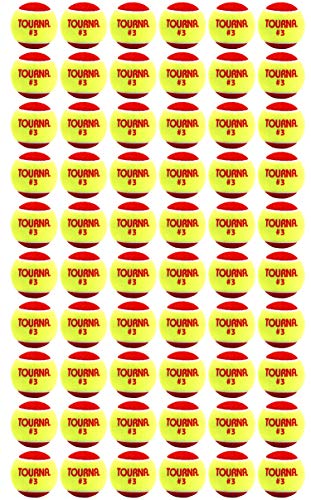 Tourna Low Compression Stage 3 Tennis Balls - 60 Pack for Youth Training