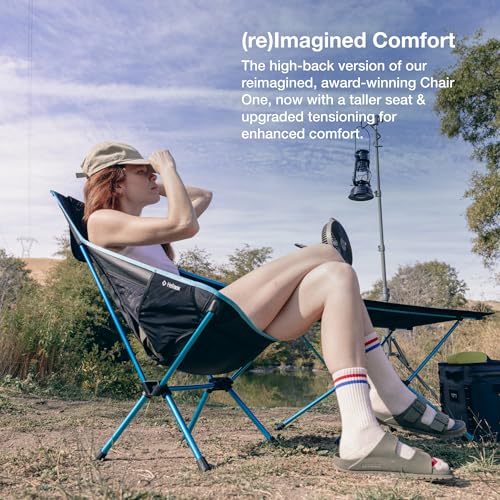 High-Back Camping Chair - Packable Portable Outdoor Seat for Backpacking & Hiking - Black