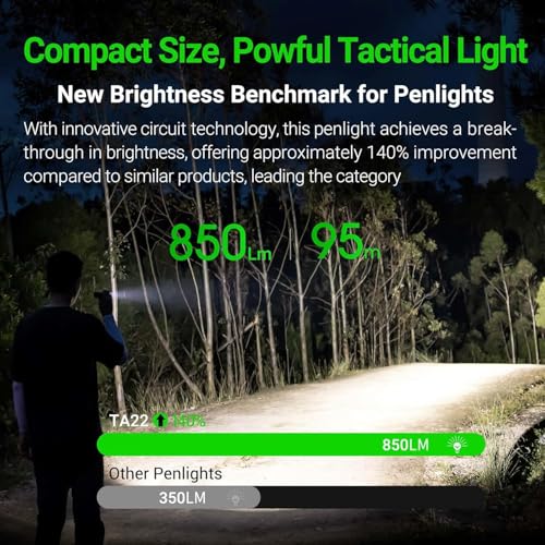 NEXTORCH TA22 Rechargeable Tactical Pen Flashlight 850 Lumens, Waterproof, Compact EDC Light