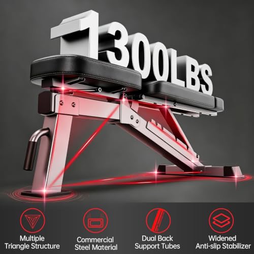 JOROTO FID Adjustable Weight Bench Grey 1300lb Capacity Home Gym Equipment