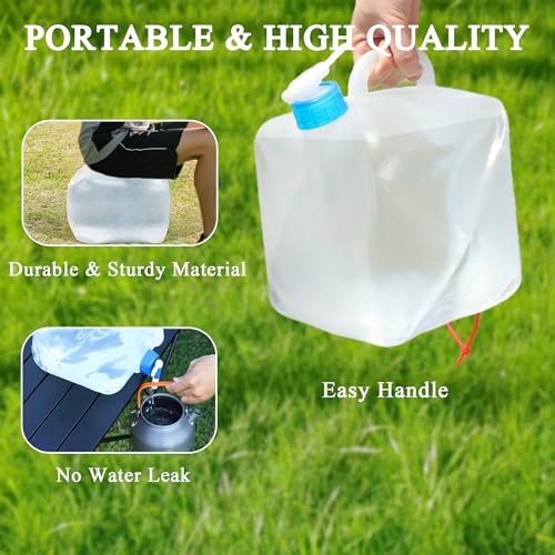 Collapsible Water Container 20L/5.3 Gallon Pack of 2 with Spigot & Hook - BPA Free Folding Water Jug for Camping Hiking Survival