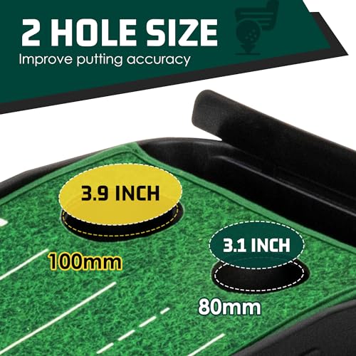 Indoor Golf Putting Green 9ft with Mirror & Auto Ball Return - Green