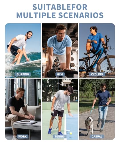 Men's Short Sleeve T-Shirts Pack - Quick Dry Athletic Workout Shirts, X-Large, Light Blue & More