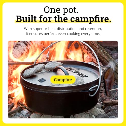 Lodge 6 Quart Pre-Seasoned Cast Iron Deep Camp Dutch Oven with Lid
