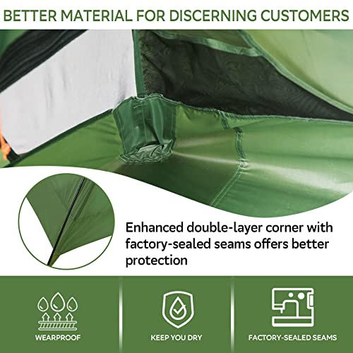 Green 4-Person Lightweight Backpacking Tent for Camping & Hiking