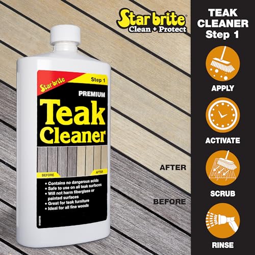 STAR BRITE 32 OZ Teak Care Kit - Restore & Protect Decks, Furniture & Boats