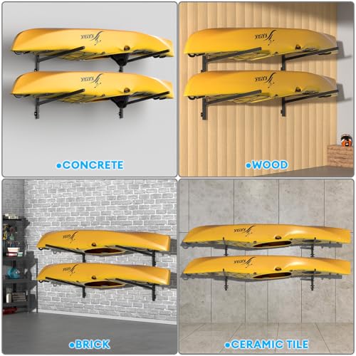 Heavy Duty Kayak Storage Rack Wall Mount with Adjustable Support - Black+Pink