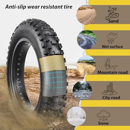 MOHEGIA 20x4.0 Fat Bike Tires Set with 2 Tubes - All-Terrain E-Mountain Bicycle Replacement