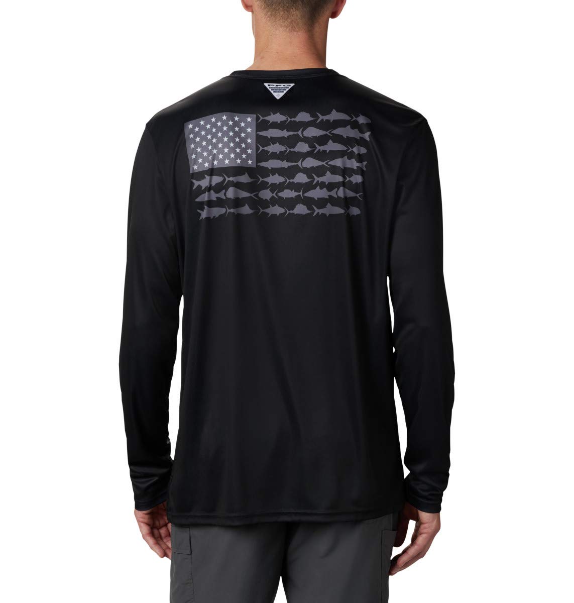 Columbia Men's Standard Terminal Tackle PFG Fish Flag LS, Black/Graphite, X-Large