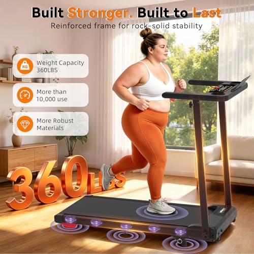 Ecogou Folding Treadmill with Incline & Bluetooth Speakers, 2.5HP Home Fitness