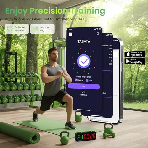 Black Bluetooth Gym Timer Clock with App Control & Large LED Display