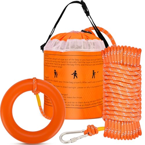 Water Rescue Throw Line Bag 50FT Reflective Rope Emergency Kayak Canoe Safety Gear