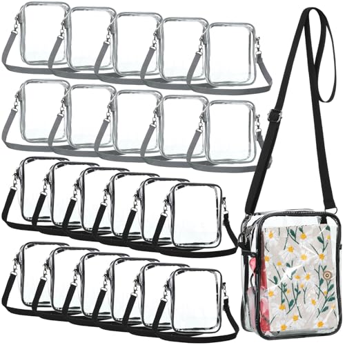 Cunno Clear Crossbody Bag for Stadium Events - Black & Gray, 20x