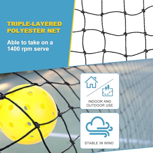 Fostoy 22ft & 11ft Pickleball Net Set Black & Yellow with Ball Collector and Wheels