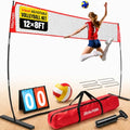 12FT Adjustable Volleyball Net with 3 Heights, Durable Fiberglass Poles, Complete Set