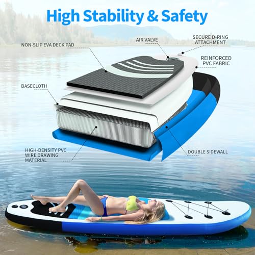 Inflatable Stand Up Paddle Board SUP Kit with Pump, Paddles & Bag