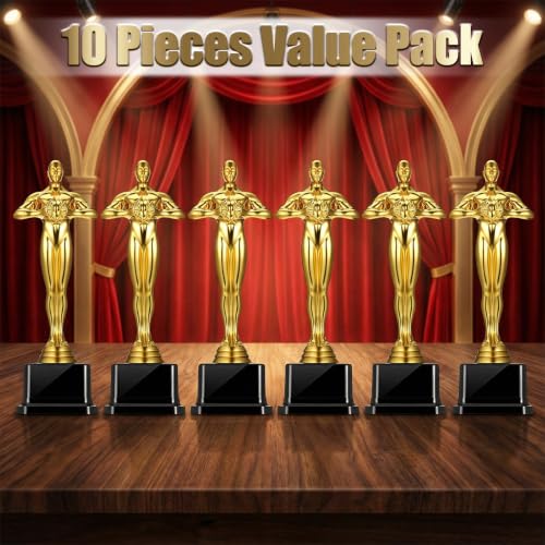 10 Inch Gold Award Trophy - Plastic Bulk Trophies for Recognition, Set of 6