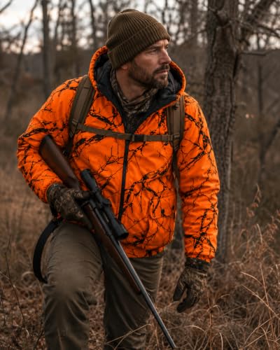 TrailCrest Men's 2X Orange Camo Waterproof Insulated Tanker Jacket - Blaze Orange