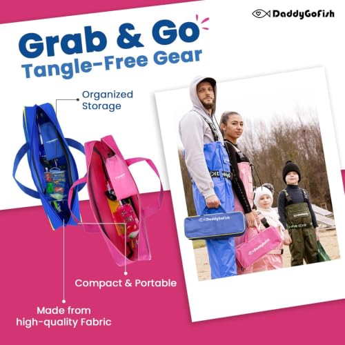 DaddyGoFish 2 Pack Kids Fishing Poles Set - 5ft Telescopic Rods for Boys & Girls, Complete Fishing Kit with Accessories