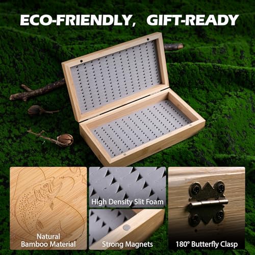 Goture 144PCS Fly Fishing Flies Assortment Kit with Wooden Fly Box D1