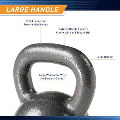 Marcy 45 lb Hammertone Cast Iron Kettlebell for Strength Training Home Gym