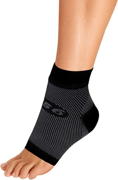 OrthoSleeve FS6 Foot Bracing (Single Sleeve) treats Plantar Fasciitis, Achilles Tendonitis and relieves heel pain in a soft, moisture-wicking fabric (Black, Medium)