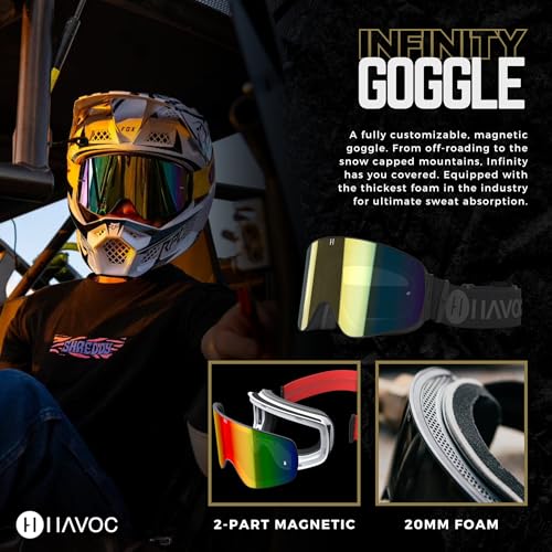 Havoc Racing Frameless Magnetic Goggles for Motocross & Snowboarding - Obsidian Variant