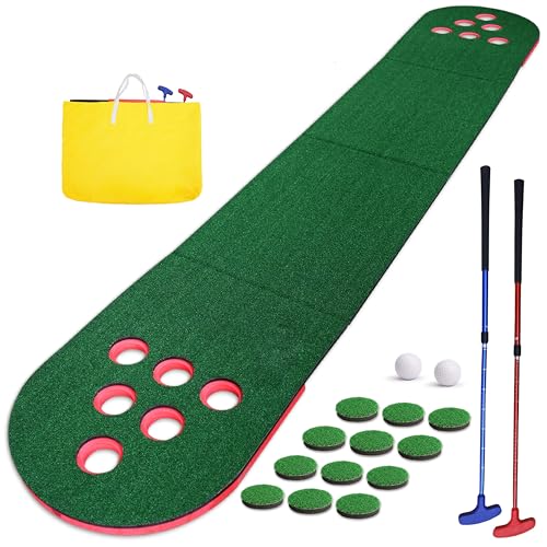 Indoor/Outdoor Mini Golf Putting Set with 2 Putters and 10ft Practice Green
