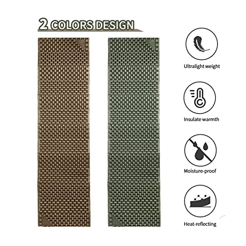 FOCHIER F Army Green 2-Pack Ultralight Foam Camping Pads for Hiking & Backpacking