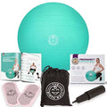 The Birth Ball - Birthing Ball for Pregnancy & Labor - 18 Page Pregnancy Ball Exercises Guide by Trimester - Non Slip Socks - How to Dilate, Induce, & Reposition Baby for Mom 65cm