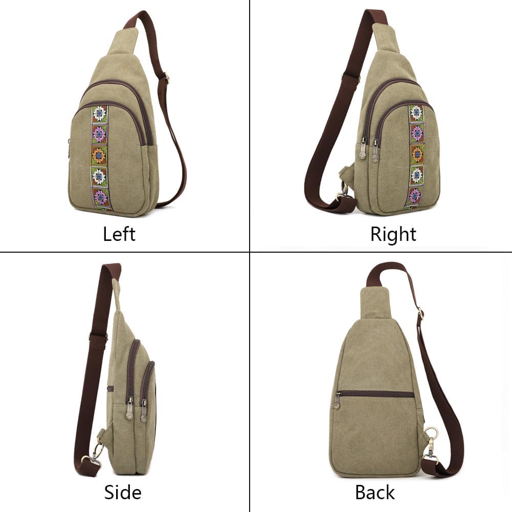 Silkarea Canvas Sling Bag - Stylish Crossbody Purse for Travel & Hiking | Small Daypack Backpack