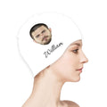 Custom Swim Cap with Your Photo Personalized Silicone Swim Cap for Men and Women Swimming, Flexible Adult Swimmers Cap for Short and Medium Length Hair