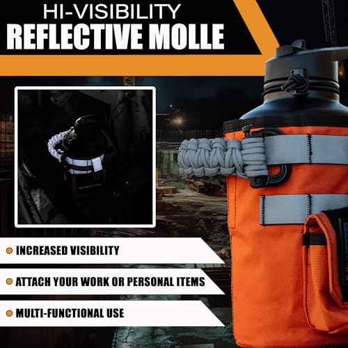 64 oz Insulated Stainless Steel Water Bottle with Paracord Handle and Removable Sleeve - Orange