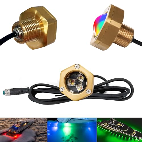 Kingshowstar 1/2in NPT RGBW Underwater Boat Drain Plug Light IP68 Waterproof Remote