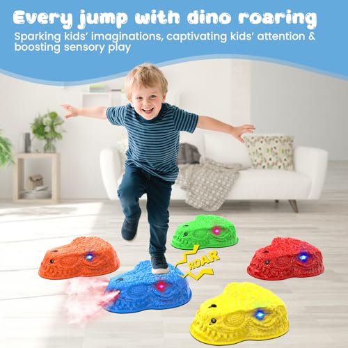 Dinosaur Stepping Stones with Lights, Sounds & Mist for Kids - Sensory Play