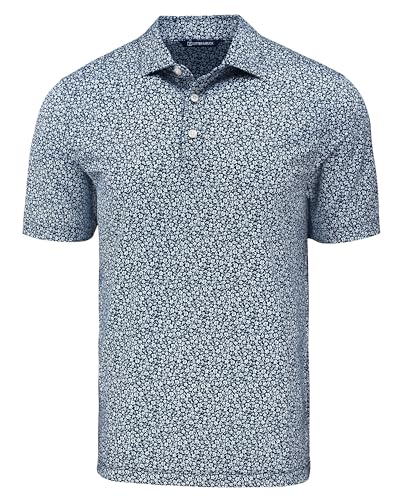 Cutter & Buck Pike Eco Flora Print Recycled Men's Big & Tall Polo - X-Large Tall Navy Blue