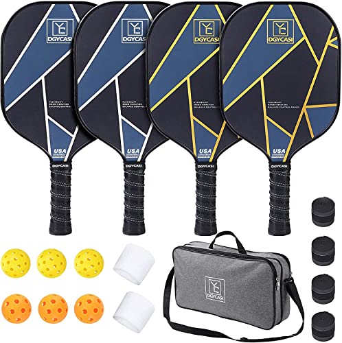Blue YC DGYCASI Pickleball Set of 4 Paddles & Accessories - USAPA Approved