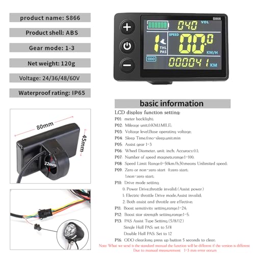 Haeweypf 24V-48V 750W/1000W Sine Wave Ebike Controller with S866 LCD Display Kit