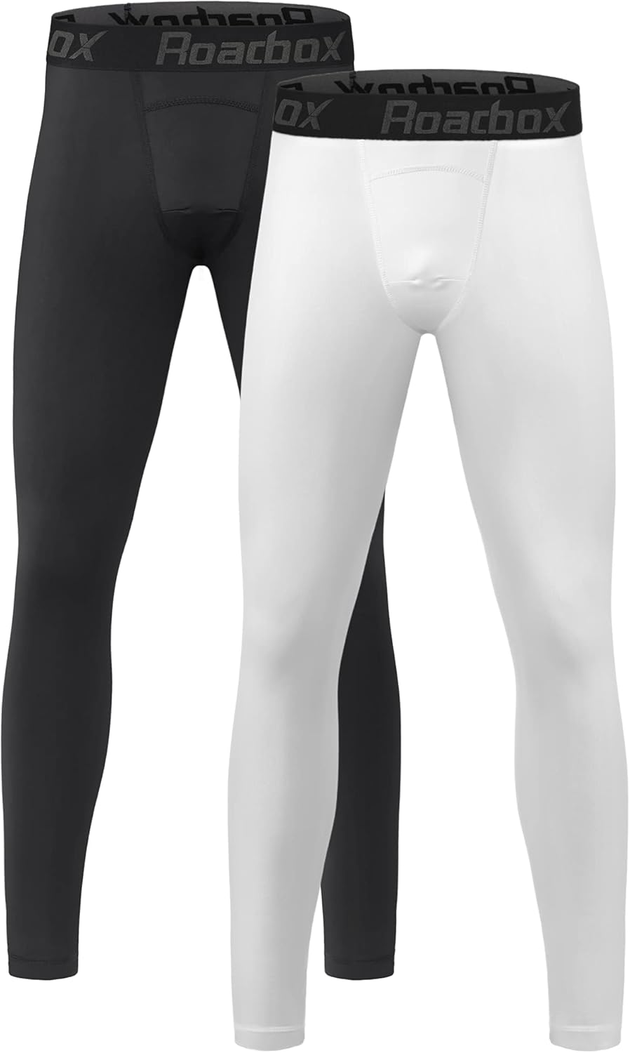 Roadbox Boys Compression Pants - Quick Dry Spandex Leggings for Youth | 2 Pack Tights for Running & Football