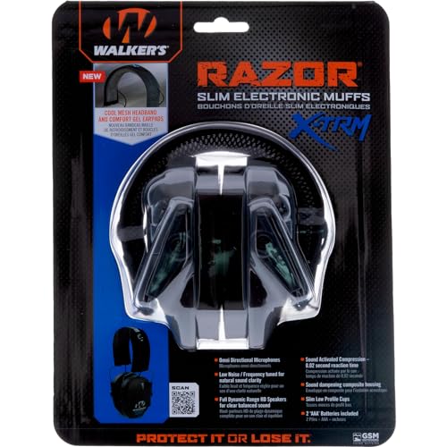 Walker's Razor X-TRM Electronic Noise-Canceling Earmuffs - One Size Black
