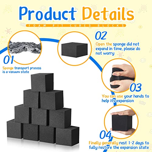 10 Pieces Foam Pit Blocks for Gymnastics, Trampolines & Extreme Sports - 8x8x8 Inch