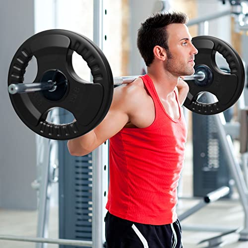 Elevens Rubber Weight Plates 35LB Black 2-Inch Olympic Grip Plates for Weightlifting