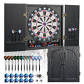 WIN.MAX Black Electronic Dart Board with Cabinet Set, 8-Player Color Light & Auto Scoring